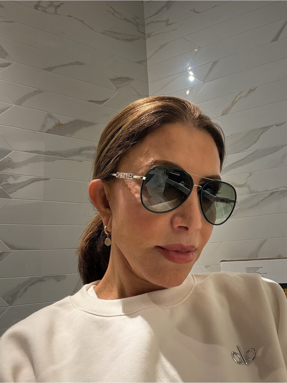 Women's Aviator Sunglasses in dark green with silver sworoski stones CHANEL